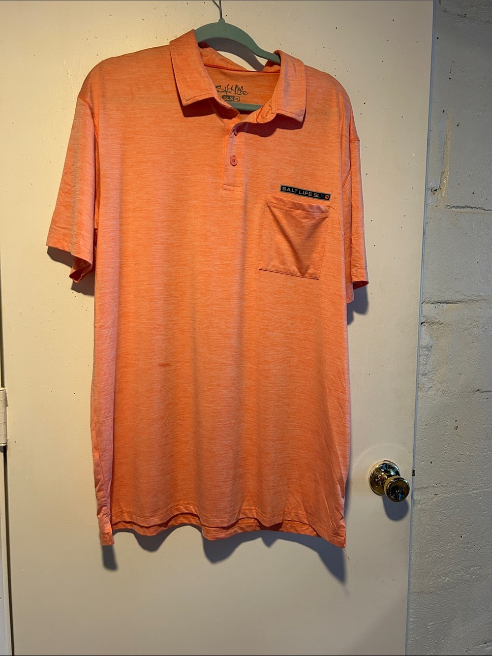 Salt Life Men's Coral Orange Short-Sleeve Pocket Polo